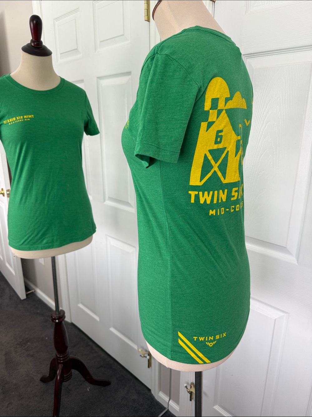 Twin Six Bike Farm Short-Sleeve Green Crewneck Tee with Yellow Logo